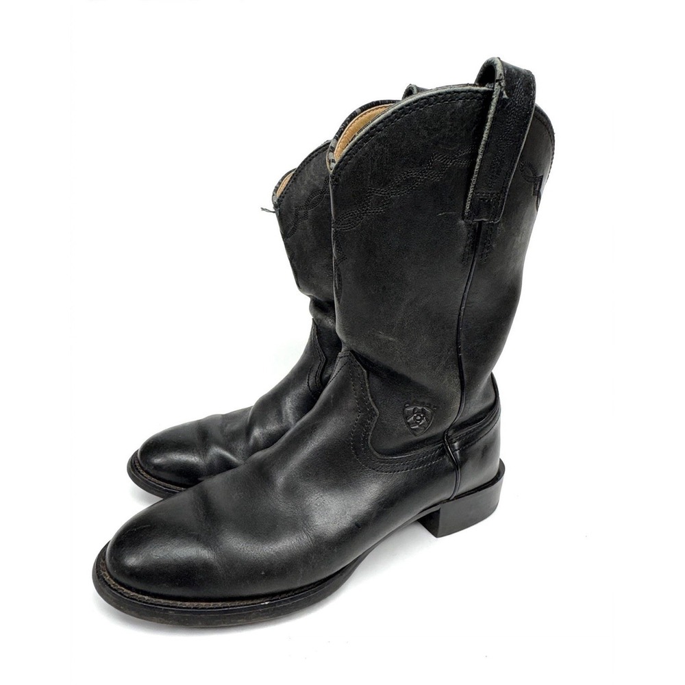 Ariat Black Leather Pull-On Western Boots Men's US 8 MPN 35501